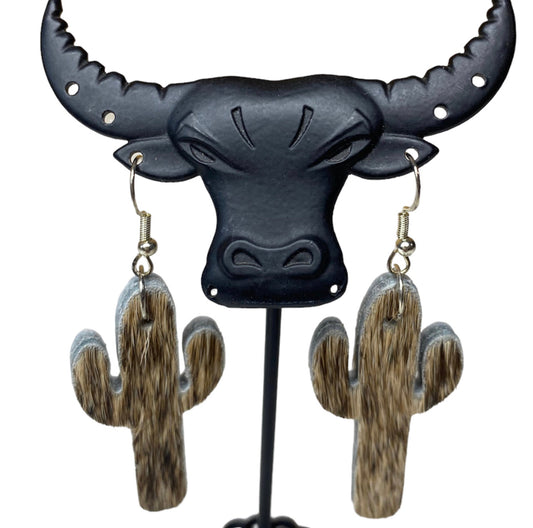 J6582 - Cactus Hide Fishhook Earrings