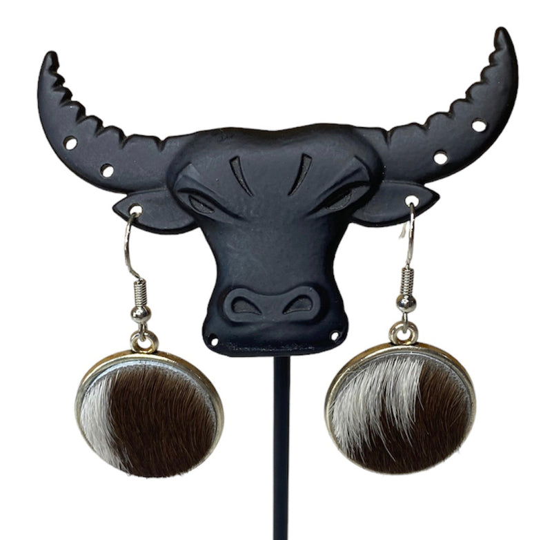 J6607 - Round Hide Fishhook Earrings