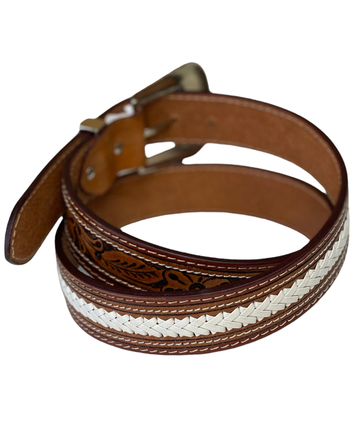 A8465 - Koa Leather Hand Carved Western Belt