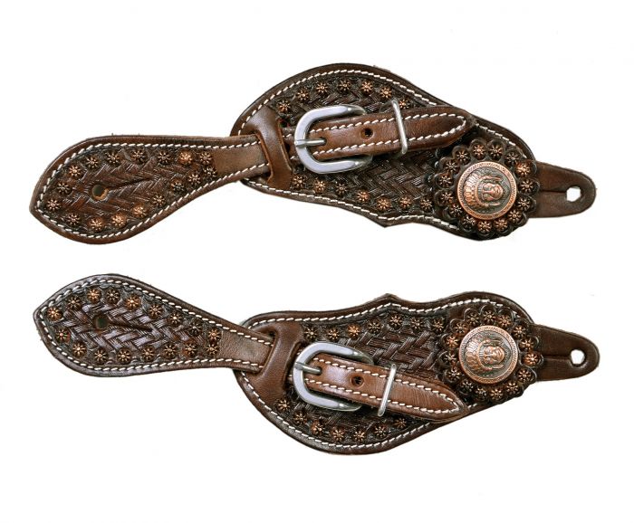 120 - Youth Argentina Basketweave Spur Straps