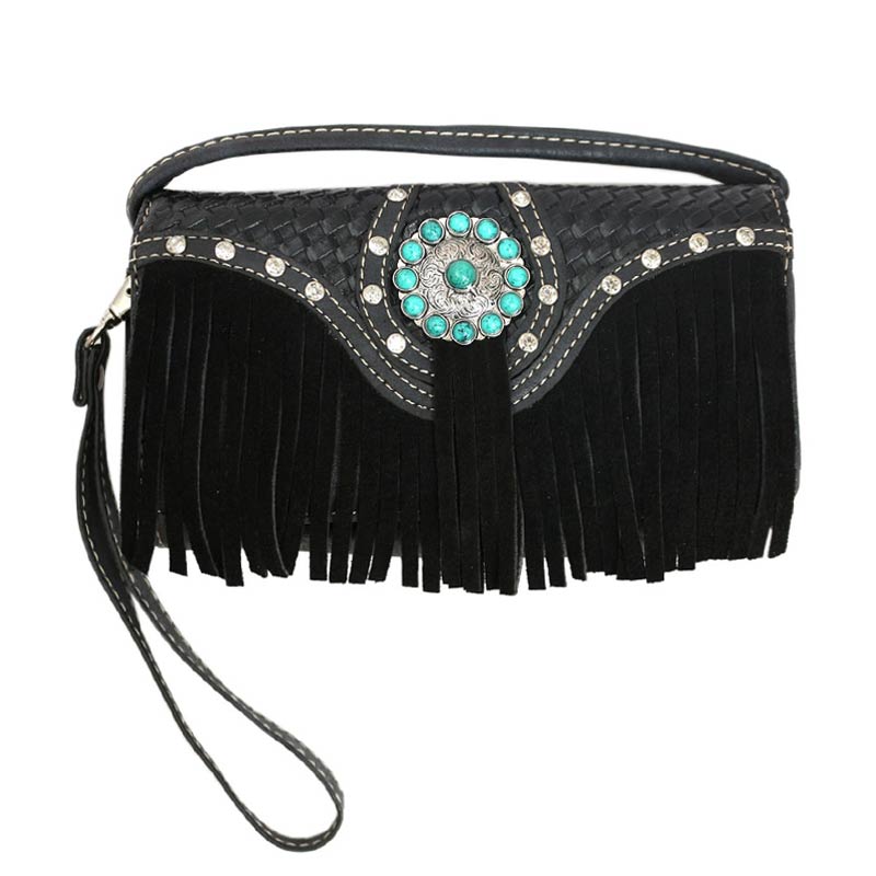 A8330 - Western Turquoise Accent with Fringe Wallet