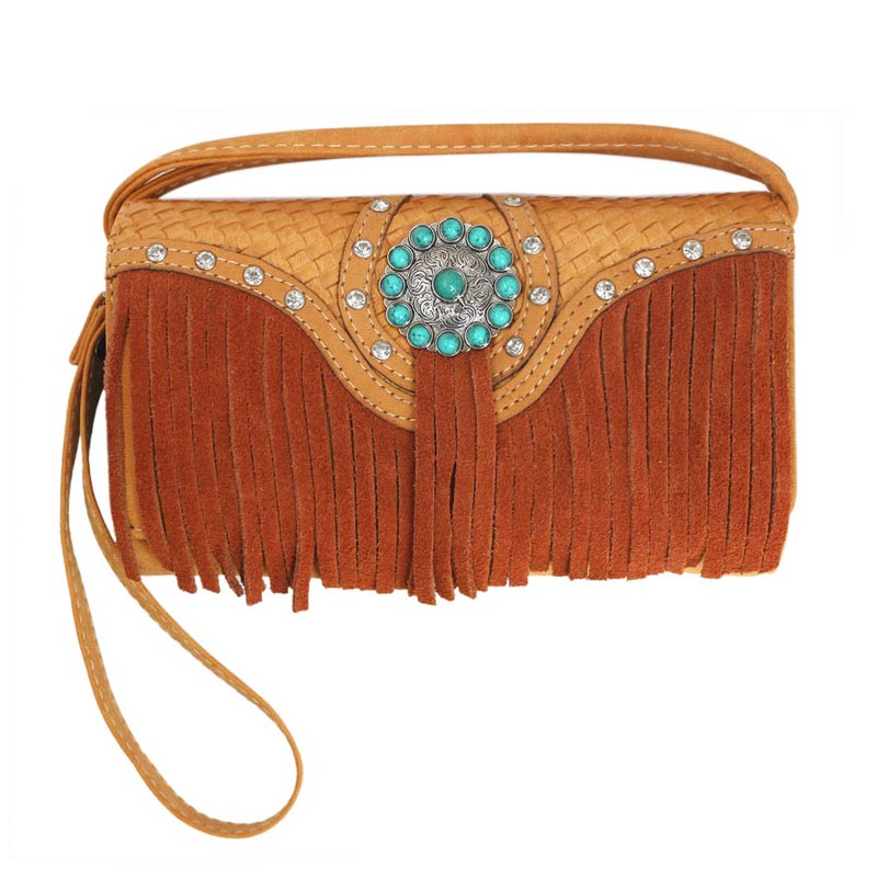 A8330 - Western Turquoise Accent with Fringe Wallet