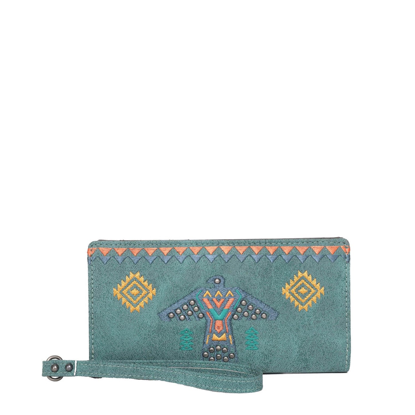 WG36W039 - Wrangler Embroidered Aztec Eagle Fringe Collection Wallet