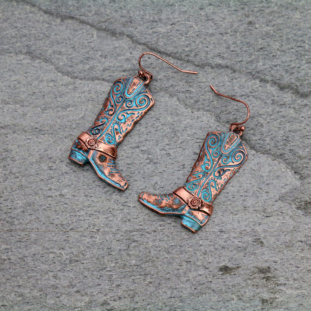 J6518 - Western Boots Dangle Earrings