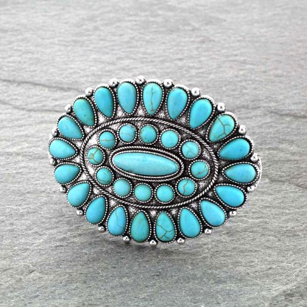 J6538 - Western Turquoise Hair Barrette