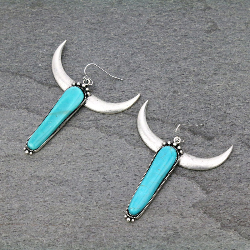 J6508 - Natural Stone Longhorn Earrings