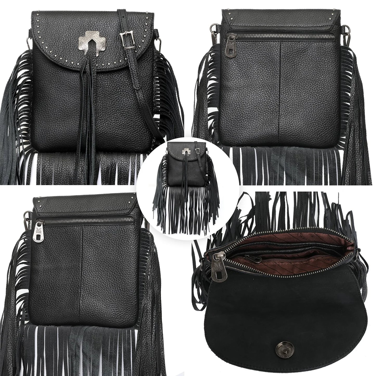 MWR033 - Montana West Genuine Leather Fringe Crossbody Bag