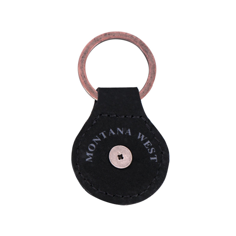 RYS280 - Montana West Real Leather Engraved Berry Concho Key Fob/Key Chain 1Pcs