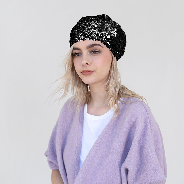 A8045 - sequin beret black