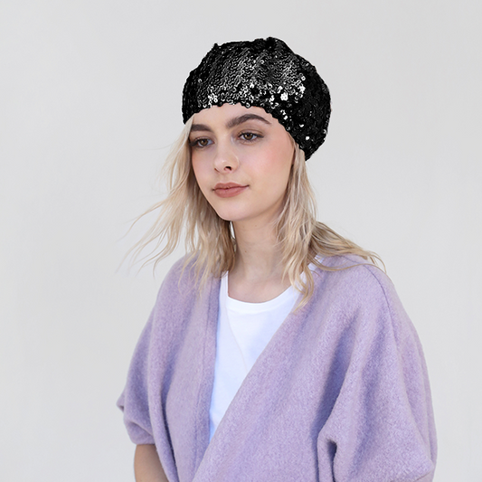 A8045 - sequin beret black