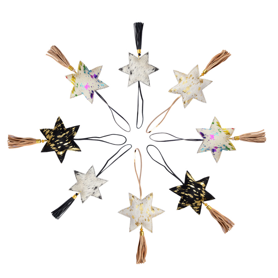 A8236 - Cowhide Star Hang- Christmas / Bag Charm Star Hanging