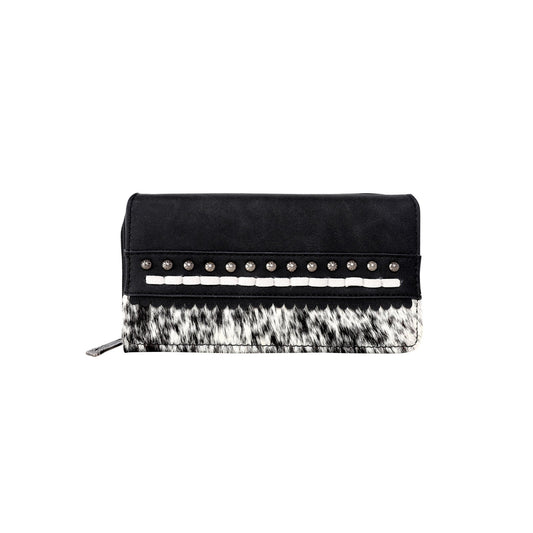 TR120W010 - Trinity Ranch Hair-On Studded Collection Secretary Style Wallet