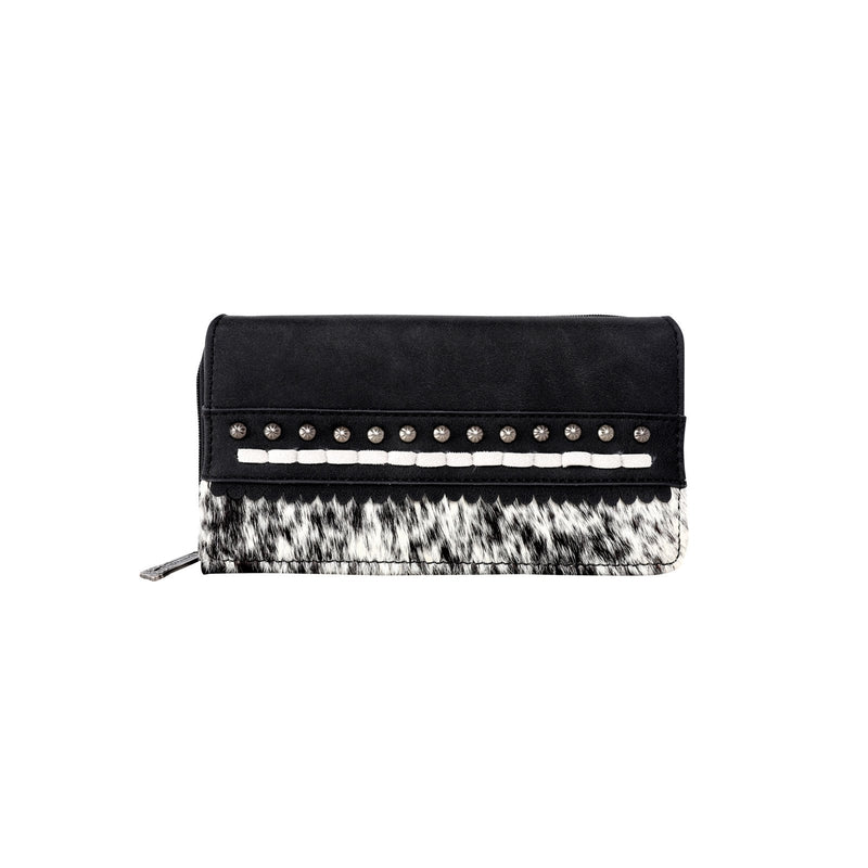 TR120W010 - Trinity Ranch Hair-On Studded Collection Secretary Style Wallet