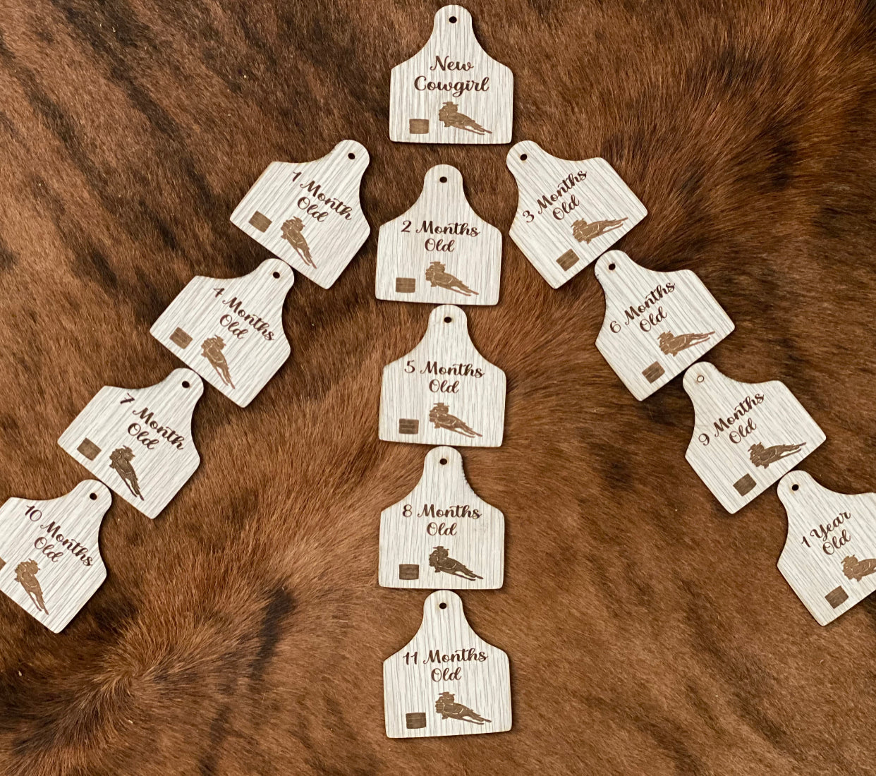 K2027 -  Girl Cowboy Milestone Cattle Tag Discs