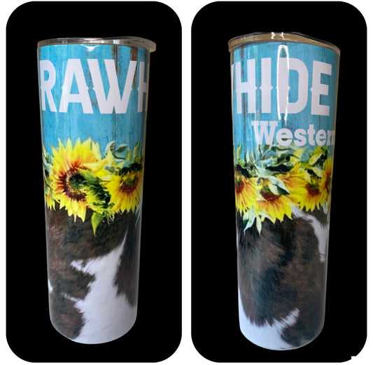 A8099 - Rawhide Wetsern Sunflowers 600ml Stainless Steel Insulated Tumbler