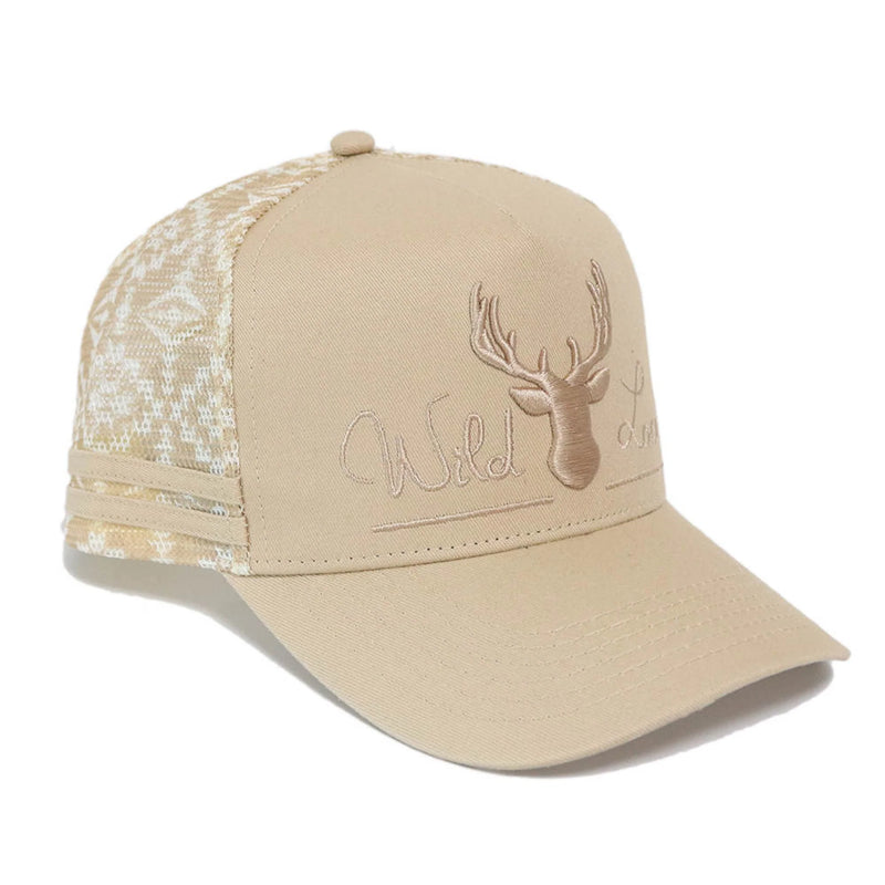 C385 - Wild Lace Boujee Beige Country Trucker Cap