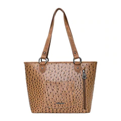 MW1077G8317BR - Montana West Ostrich Print Collection Concealed Carry Tote
