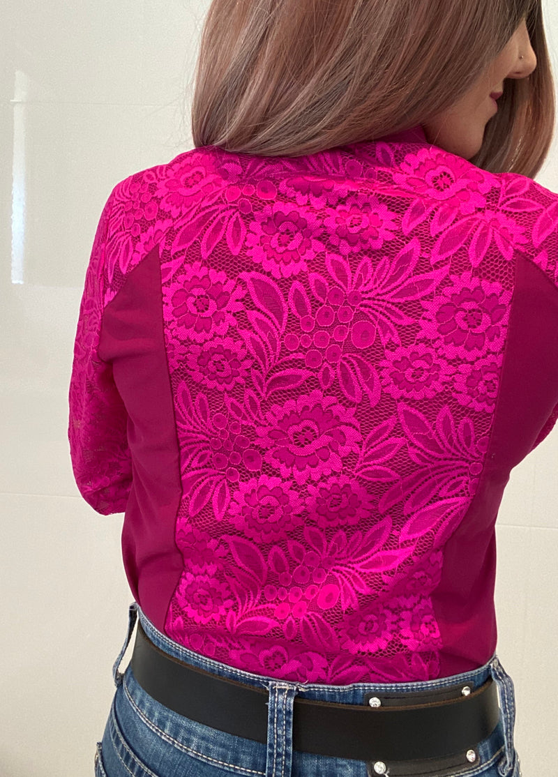 L1356 - Pinky Ladies 1/2 Lace Western Shirt
