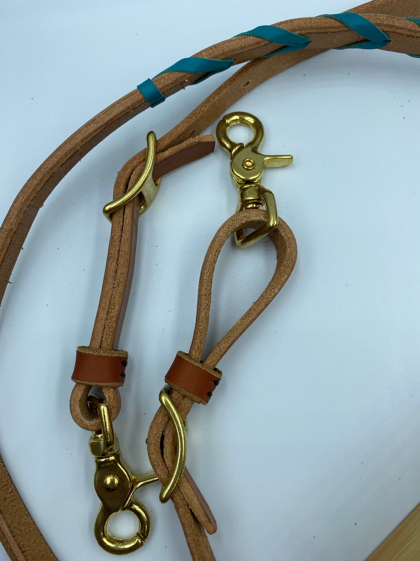 T5020  - Turquoise Aust Made Laced Barrel Reins
