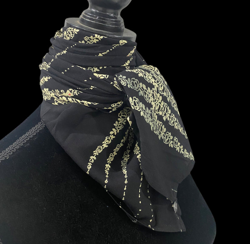 A8003 - Stripe Floral Rawhide Wild Rag Cowboy Scarf
