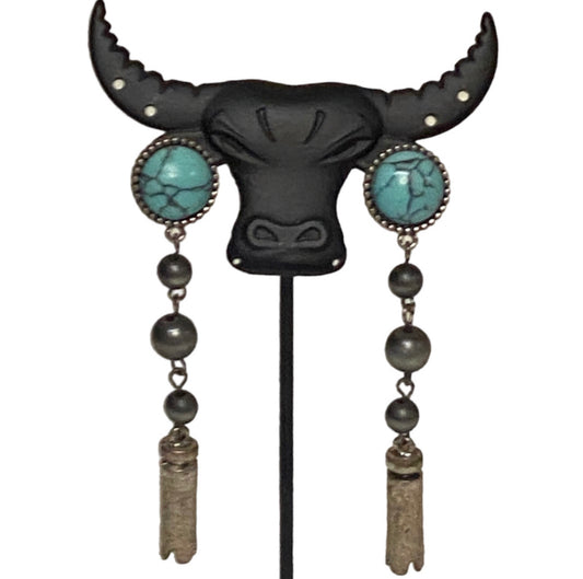 902E - Western Style Turquoise Drop Earrings