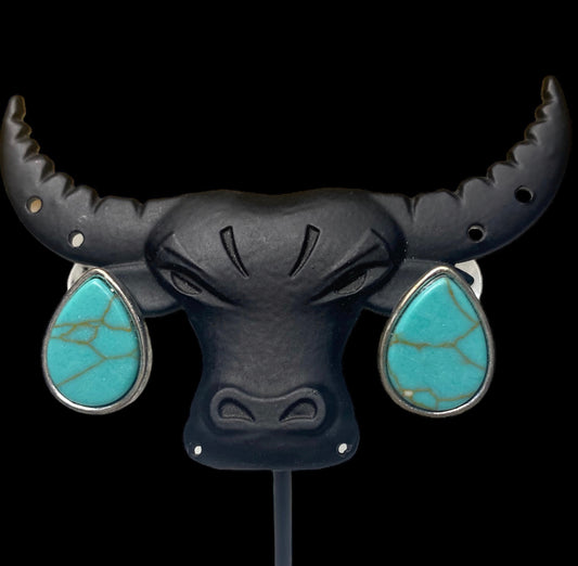 J6456 - Western Teardrop Turquoise Stud Earrings