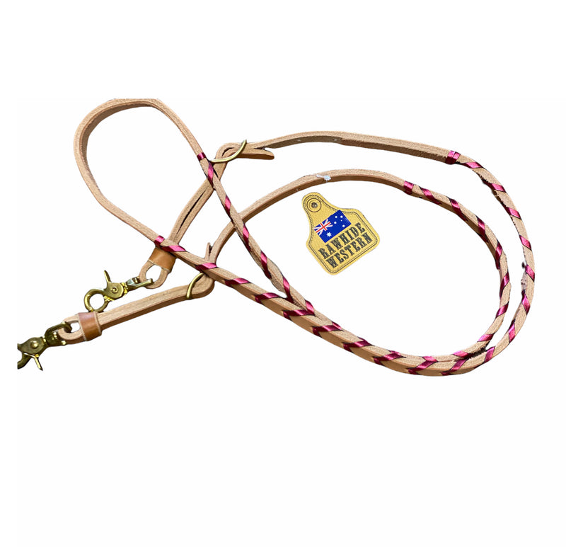 T5020  - Metallic Hot Pink Aust Made Laced Barrel Reins