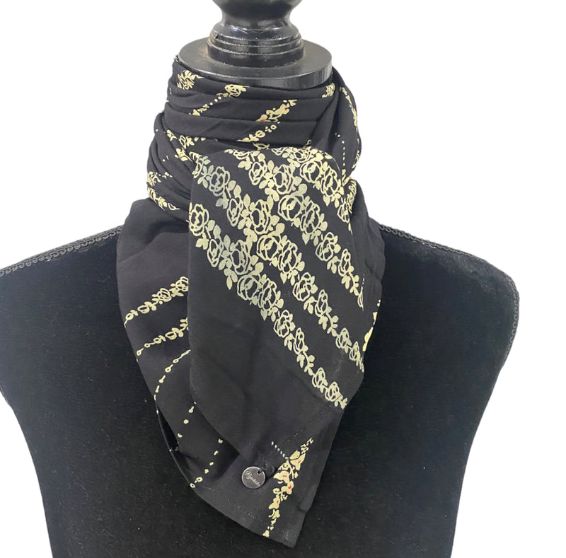 A8003 - Stripe Floral Rawhide Wild Rag Cowboy Scarf