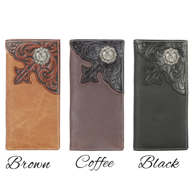 MWLW027 - Genuine Tooled Leather Pistol Collection Men's Wallet