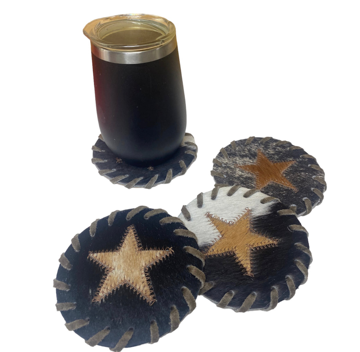 A8392BL - Star 100% Hide & Leather Coasters