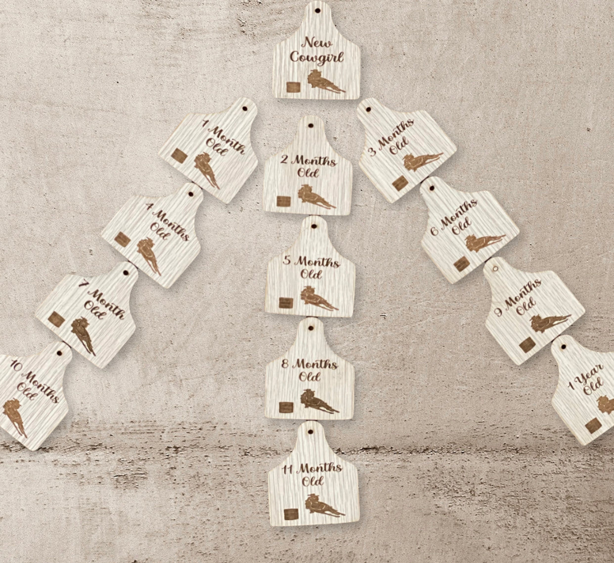 K2027 -  Girl Cowboy Milestone Cattle Tag Discs