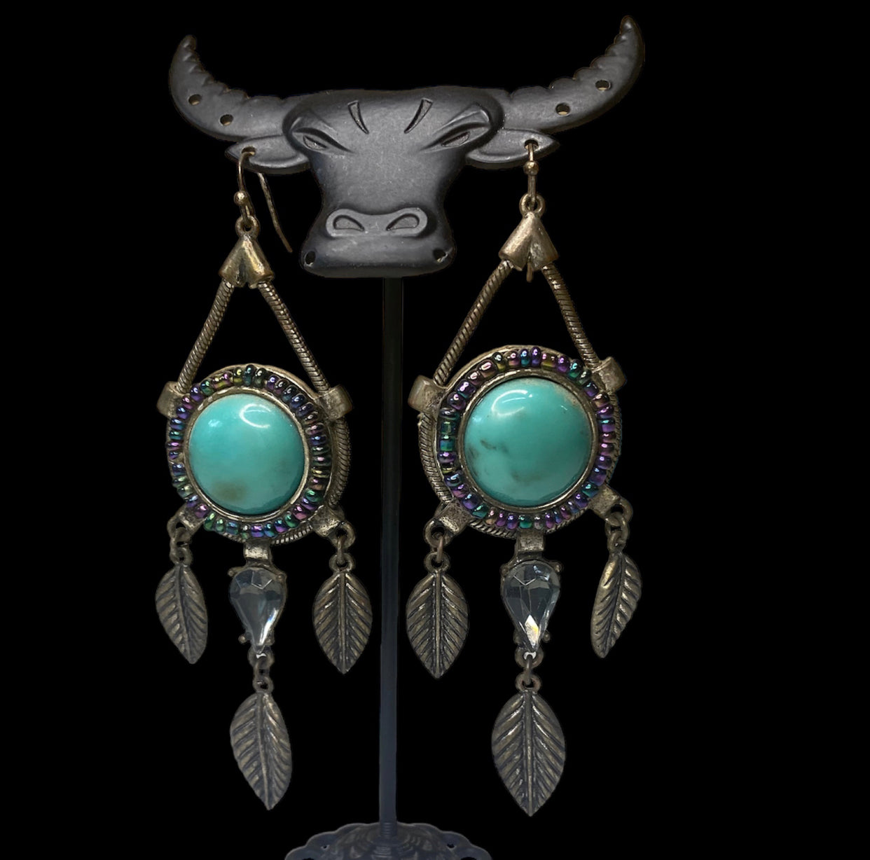 J6026 - Western Style Turquoise Drop Earrings
