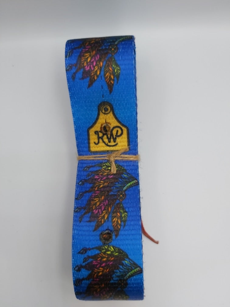 T5210  - Rawhide Indian Head Blue Latigo Set - Rawhide Western Wear 