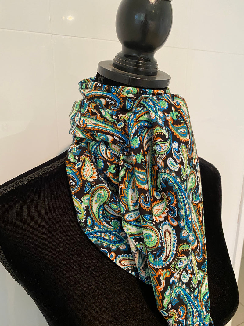 A7299 - Green Paisley Rawhide Scarf - Rawhide Western Wear 