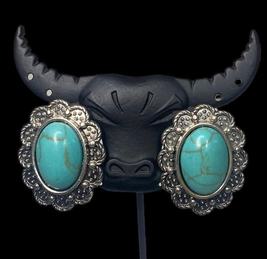J6453 - Western Turquoise Post Stud Earrings