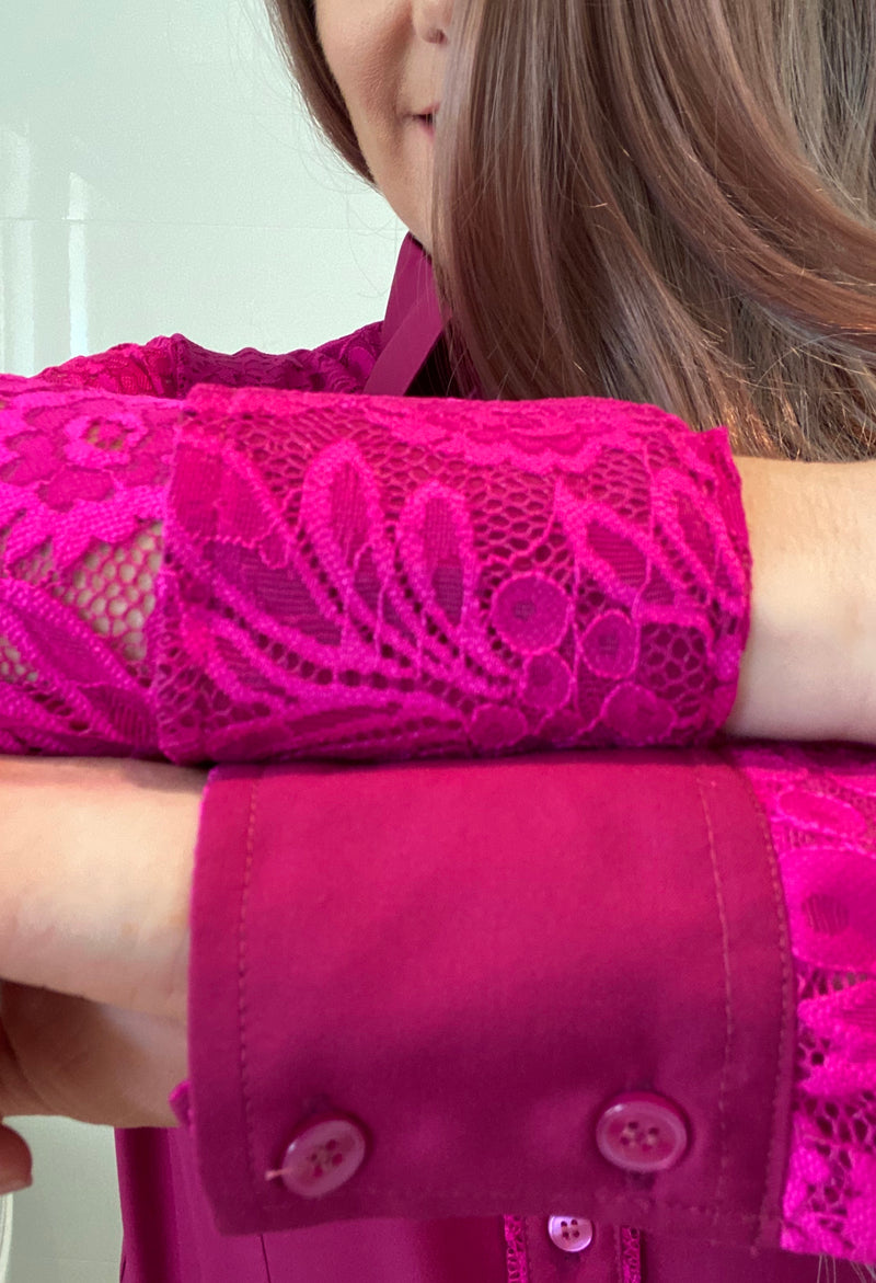L1356 - Pinky Ladies 1/2 Lace Western Shirt