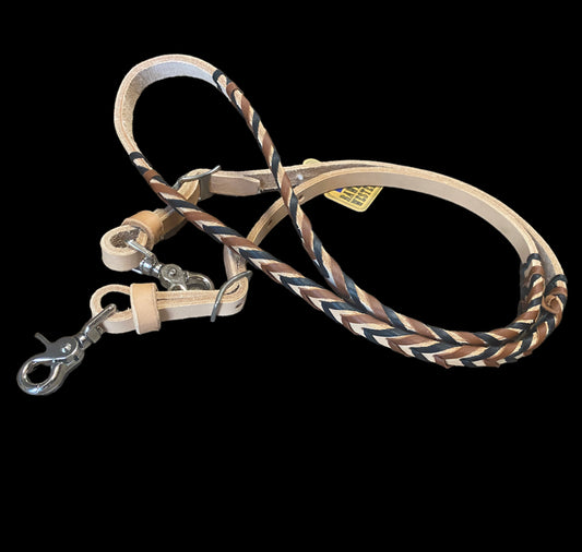 T5499 - Double Laced Black & Brown Aust Made Laced Barrel Reins