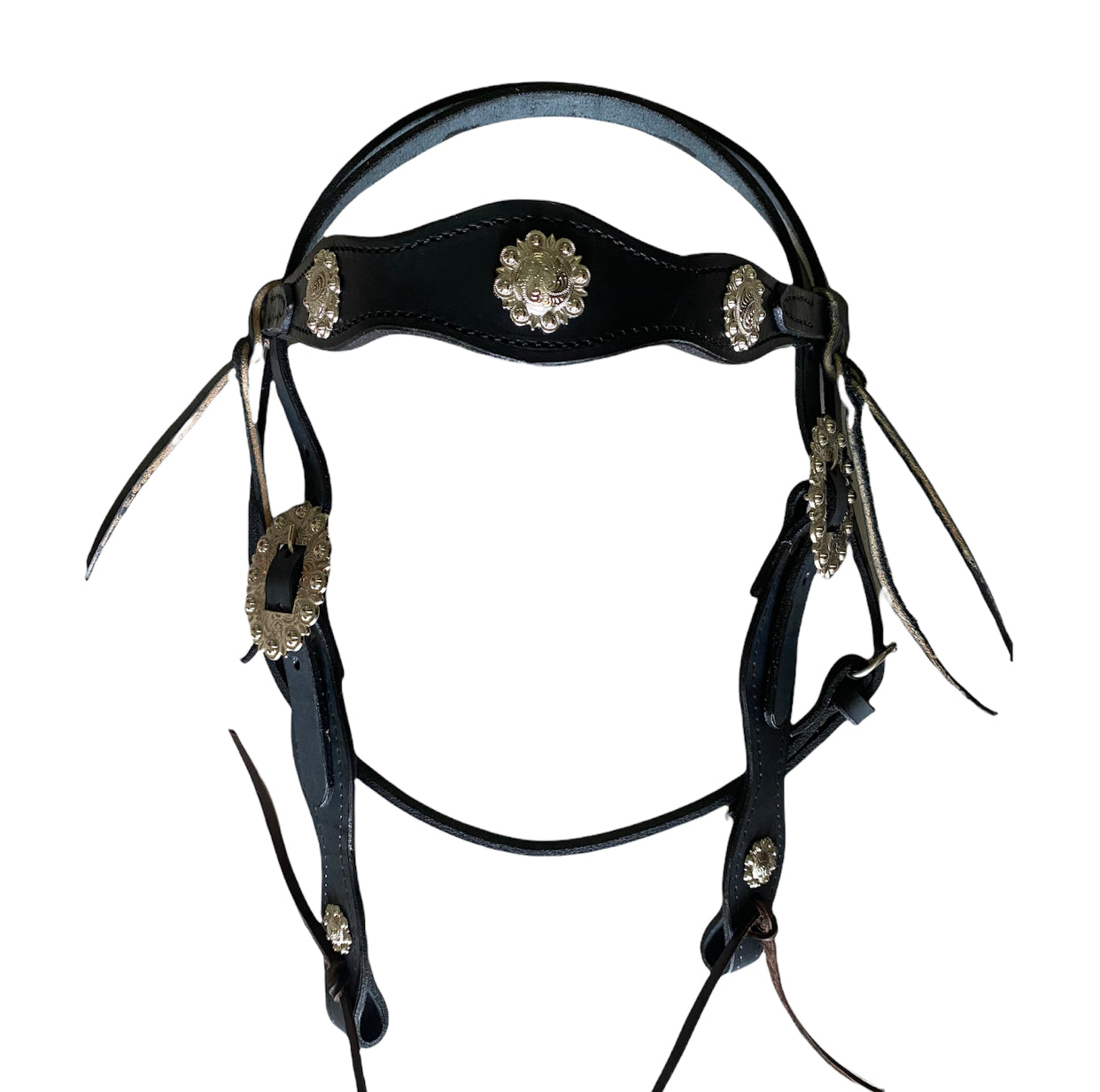 T5417  - Aust Pre-Oiled Black Brow Band Bridle - Lace Ends