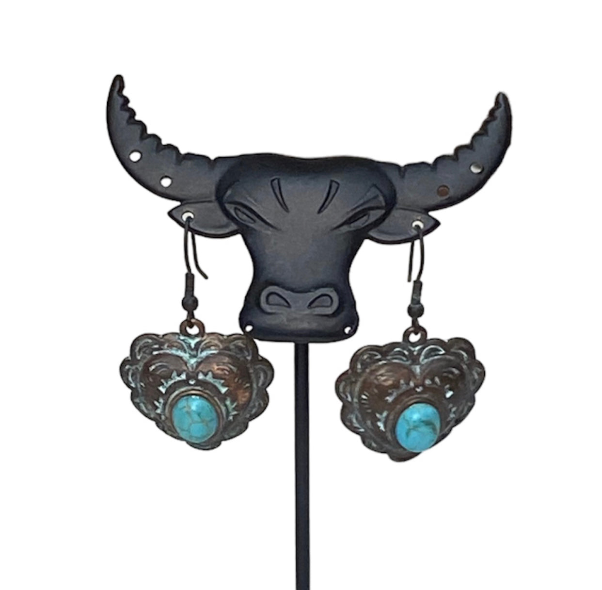 J6028 - Western Style Turquoise Drop Earrings