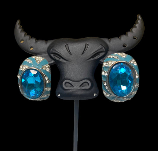 J6573 - Light Blue Bling Stud Earring