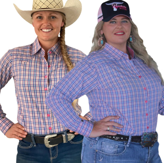 L1376- Jem Check Beaded Ladies Western Shirt