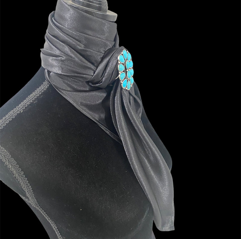 A8014 - SILK Black Rawhide Wild Rag Cowboy Scarf
