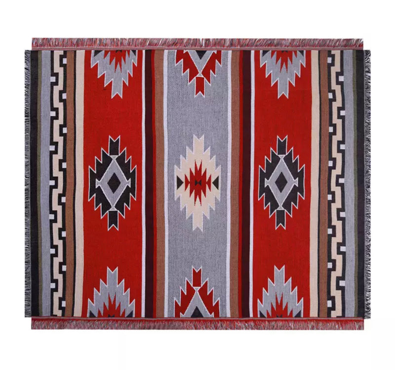 A7914 - Reversible Boho Western Aztec Classic Woven Throw Rug