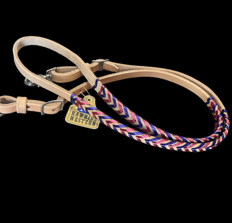 T5499 - Double Laced Matelic Purple & Pink Aust Made Laced Barrel Reins