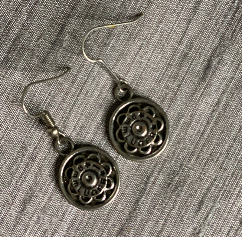 J6308 - Silver Flower Fish Hook Earrings