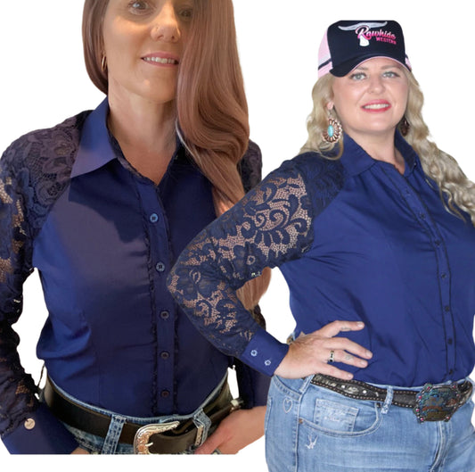 L1315-NELLY Ladies 1/2 Lace Western Shirt