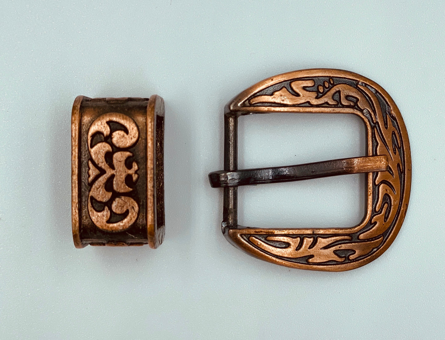 A7374 - Antique Copper Buckle & Keeper