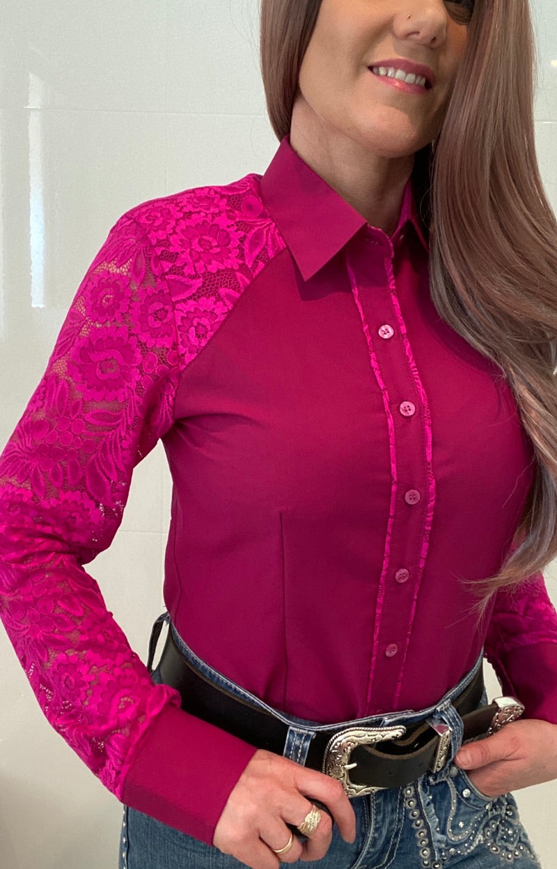 L1356 - Pinky Ladies 1/2 Lace Western Shirt