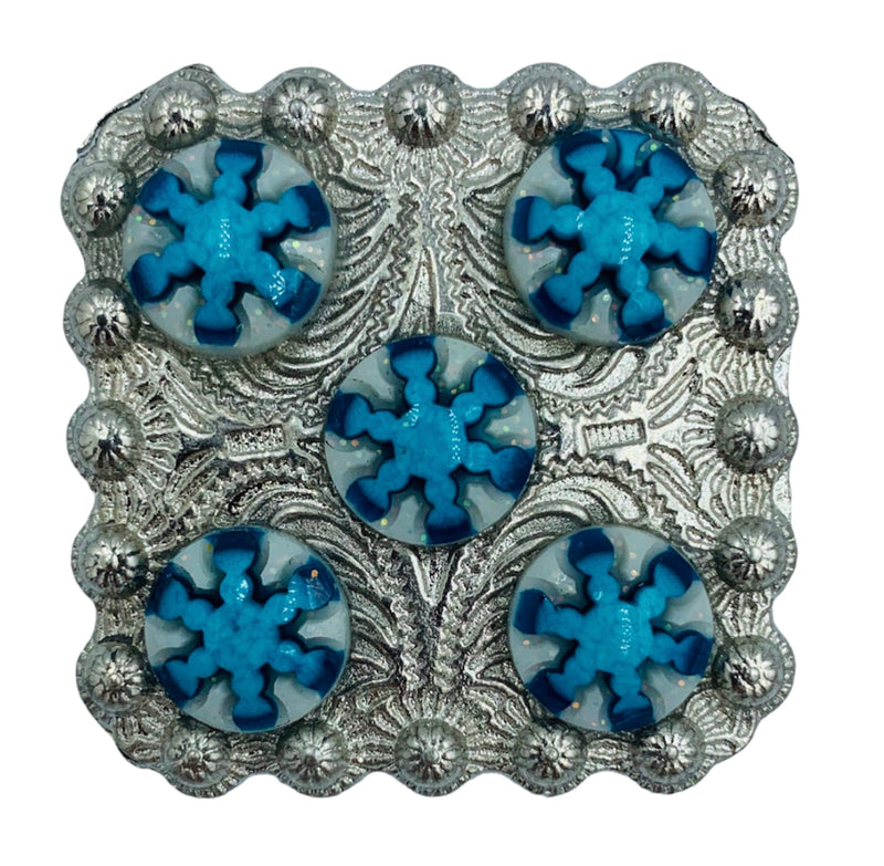 A7274 - Square Antique with Blue & White Star Concho