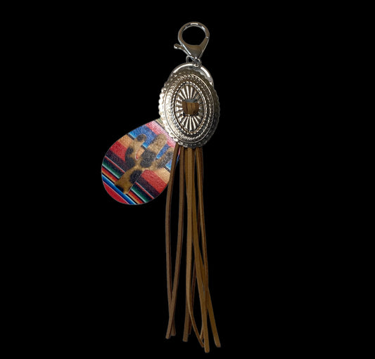 A8151 - Concho & Leather Tassel Clips with Cactus Serape